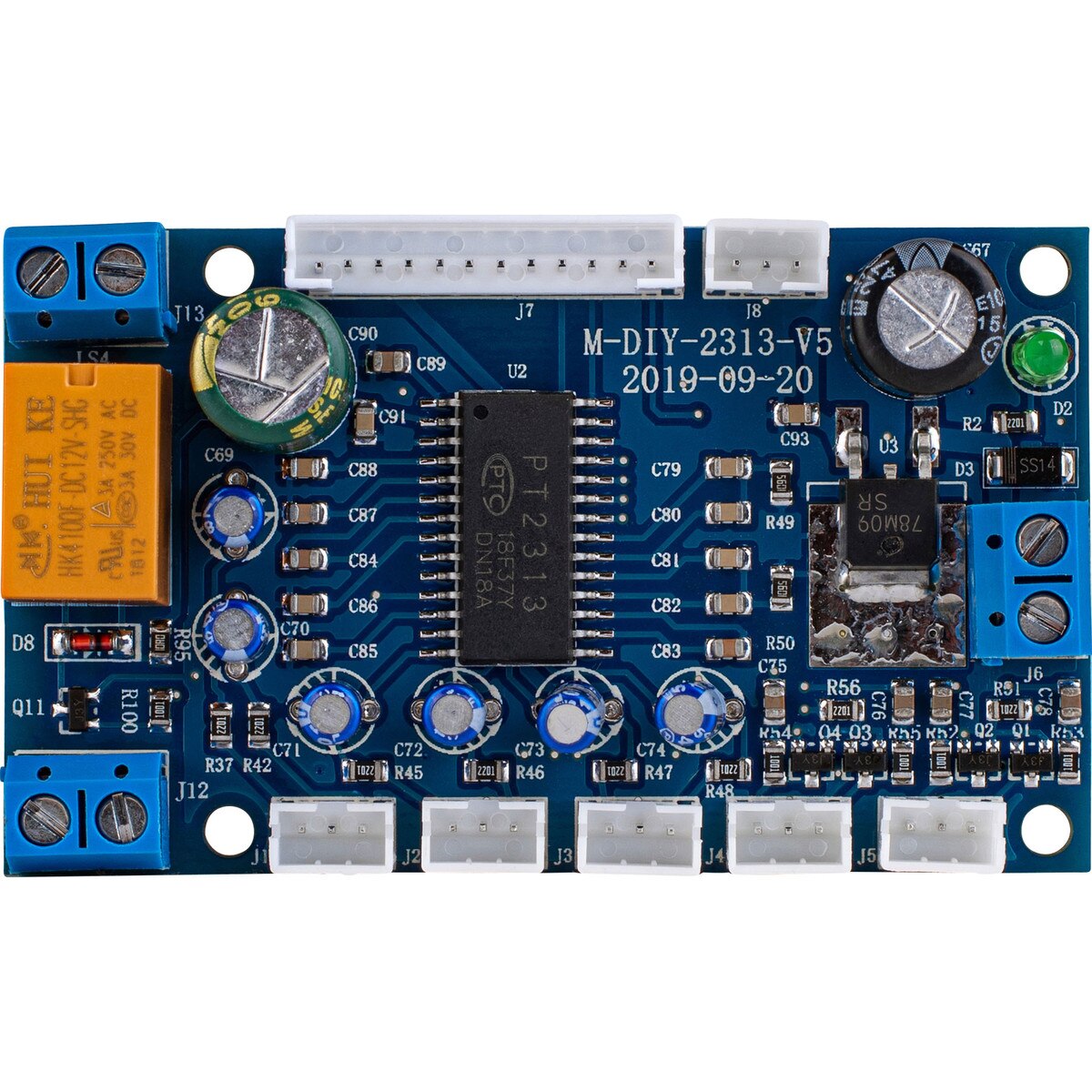 PT2313 DC 1224V IR Remote Control Tone Preamp board with 3 Aux Inputs